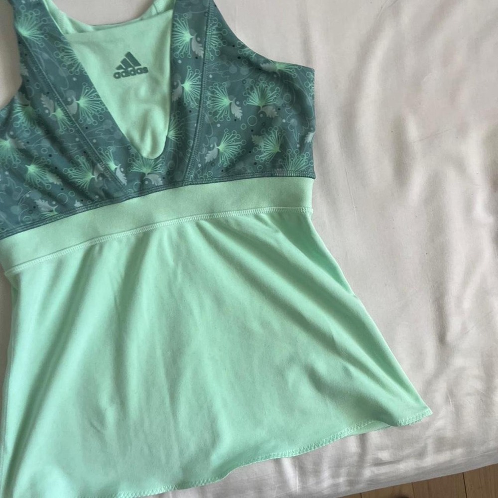 Vintage Y2k Adidas Workout Top Womens Green Sz S/M pilates running - Picture 2 of 6